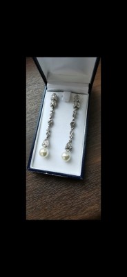 Cercei Lungi cu perlă foto