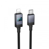 Cablu Date si Incarcare USB-C - Lightning HOCO X118 Display, 27W, 1m, Negru