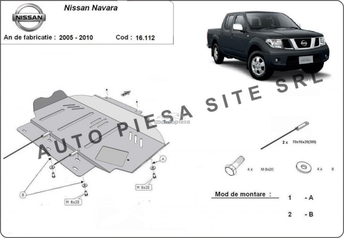 Scut metalic motor Nissan Navara fabricat incepand cu 2005 APS-16,112