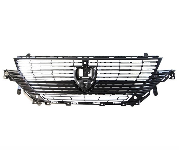 Grila masca fata PEUGEOT 308, 03.2021-, cu 2 gauri pentru senzori parcare si camera; negru/crom, texturat,