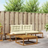 vidaXL Set de canapea 3 Bucată Natural și Crem Lemn Solid de Acacia 3368128