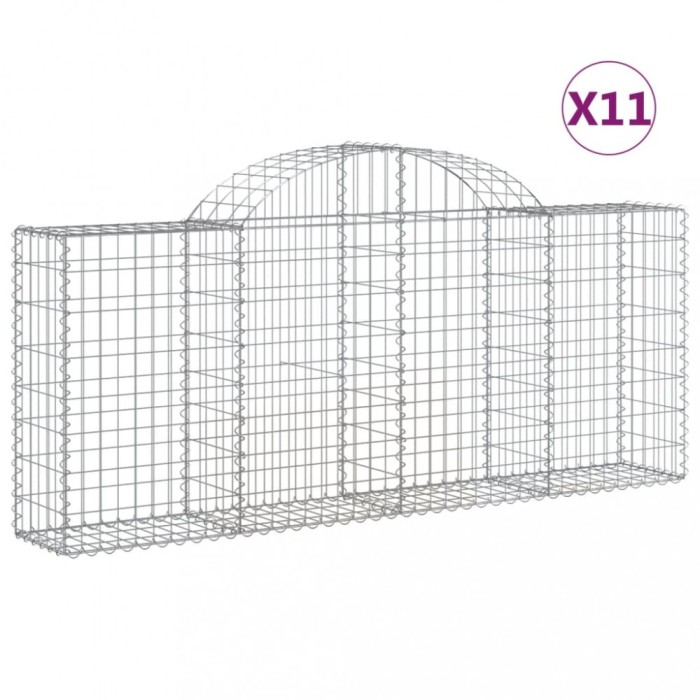 Cosuri gabion arcuite 11 buc, 200x30x80/100cm, fier galvanizat
