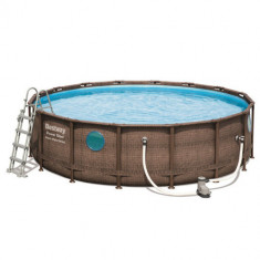 Piscina rotunda cu cadru metalic Bestway Power Steel Vista 488x122cm, 11 in 1,