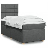 Gossi pat box spring cu saltea, gri inchis, 100x200 cm, textil