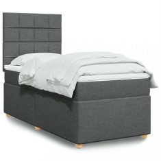 vidaXL Pat box spring cu saltea, gri &icirc;nchis, 80x200 cm, textil 3291108