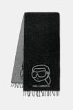 Karl Lagerfeld eșarfă cu l&acirc;nă culoarea negru, cu imprimeu, A4W33051