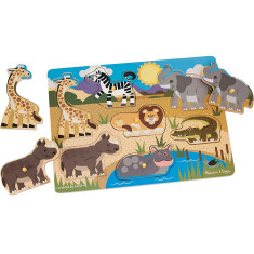 Puzzle din lemn Animalele safari Melissa&Doug 9054