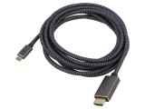 Cablu HDMI la USB C textil 3m negru-argintiu Goobay 4K HDR UHD