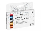 Markere pentru sticla si portelanvarf rotund, Metallic Fine, 5 buc set, Kreul