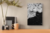 Tablou Canvas, "Spuma mării pe nisip negru", Spumă, Valuri, Piatră, Nisip, Contrast, Textură, Ocean, Natură, 26 x 39 cm, CMCLASS