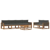 vidaXL Set de canapele de exterior cu pernă 7 pcs Natural și Antracit 3382360