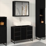 Cumpara ieftin Set de mobilier pentru baie 2 buc. Stejar Negru 80 x 33 x 60 cm