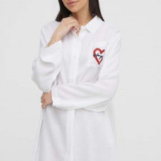 HUGO camasa de pijama femei, culoarea alb