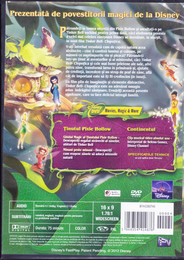DVD animatie: Tinker Bell - Clopotica ( original, dublat si sub. lb. romana  ) | Okazii.ro