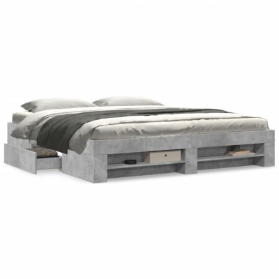 vidaXL Cadru de pat fără saltea Gri Beton 180x200cm Lemn prelucrat 3295453 foto