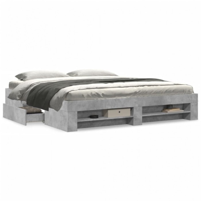 vidaXL Cadru de pat fără saltea Gri Beton 180x200cm Lemn prelucrat 3295453