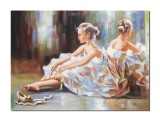 Tablou balerina pictat manual living, dormitor, 70x50cm pictura ulei pe panza, Mircea Iordache