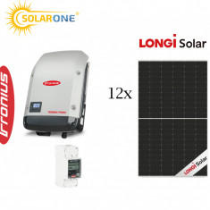 Kit sistem fotovoltaic 6 kW monofazat, invertor Fronius si 12 panouri Longi Solar 500W