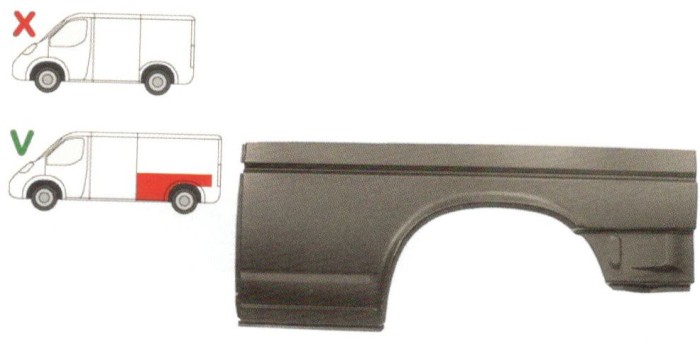 Aripa spate Vw T4 9/1990-03.2003, Lung, Partea Stanga, Latime 1725 mm, 815 Mm (pentru modelul lung)