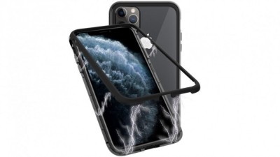 Husa Apple iPhone 11 PRO MAX Negru, Perfect Fit cu spate de sticla securizata premium + folie de sticla gratis foto