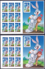 DB1 SUA 1997 Buggs Bunny cu timbru DT si NDT 2 x Carnete MNH