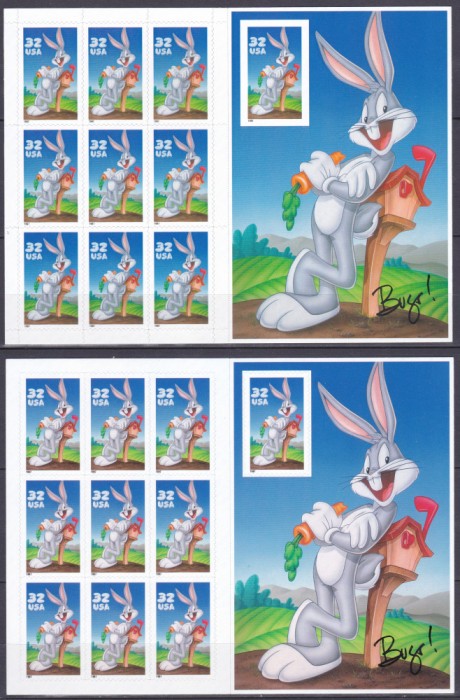 DB1 SUA 1997 Buggs Bunny cu timbru DT si NDT 2 x Carnete MNH