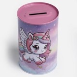 Pusculită Metalică Unicorn Roz Lila cu Culori Rainbow, CMCLASS