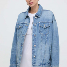 Armani Exchange geaca jeans femei, de tranzitie, oversize
