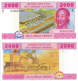 STATELE CENTRAL AFRICANE (CIAD) 2.000 francs 2002 UNC!!!