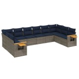 Cumpara ieftin Set canapele de gradina cu perne, 10 piese, gri, poliratan