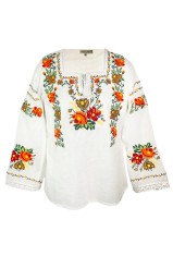 Bluza tip ie dama B23, alb/maro, marime 3XL