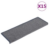 Cumpara ieftin Covorase pentru scari, 15 buc., 65x21x4 cm, gri deschis si albastru, cu margini dreptunghiulare