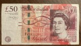 B11 - Bancnota foarte veche - Marea Britanie - Anglia - 50 lire sterline regina