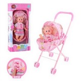 Papusa cu sunete si carucior tip landou