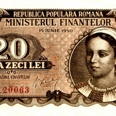REPRODUCERE bancnota 20 lei 15 iunie 1950 Romania