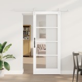 Ușă Glisantă vidaXL cu Set de Hardware Alb 86x198.5 cm Lemn Solid din Pin, Ușă Interioară vidaXL cu Sticlă &#039;ORKDAL&#039;Alb 86x198.5x4 cm