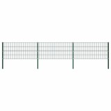 Panou de gard cu stalpi din fier, verde, 522x80 cm