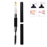 Pensulă Unghii, Model Double-Head, Spatulă și Perie, 13cm, Negru, Oem