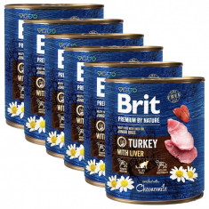 Brit premium by Nature Conservă de curcan &amp; ficat 6 x 800 g