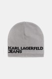 Karl Lagerfeld Jeans căciulă din bumbac culoarea gri, bumbac, din tesatura unia, A3M33113