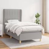 Cumpara ieftin Pat box spring cu saltea, gri deschis, 90x190 cm, textil
