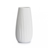 Vaza Portelan Alb Striatii, 20cm Inaltime, Decorativa Casa, Vaza Flori, Design Modern