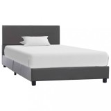 VidaXL Cadru de pat, gri, 90x200 cm, piele ecologică