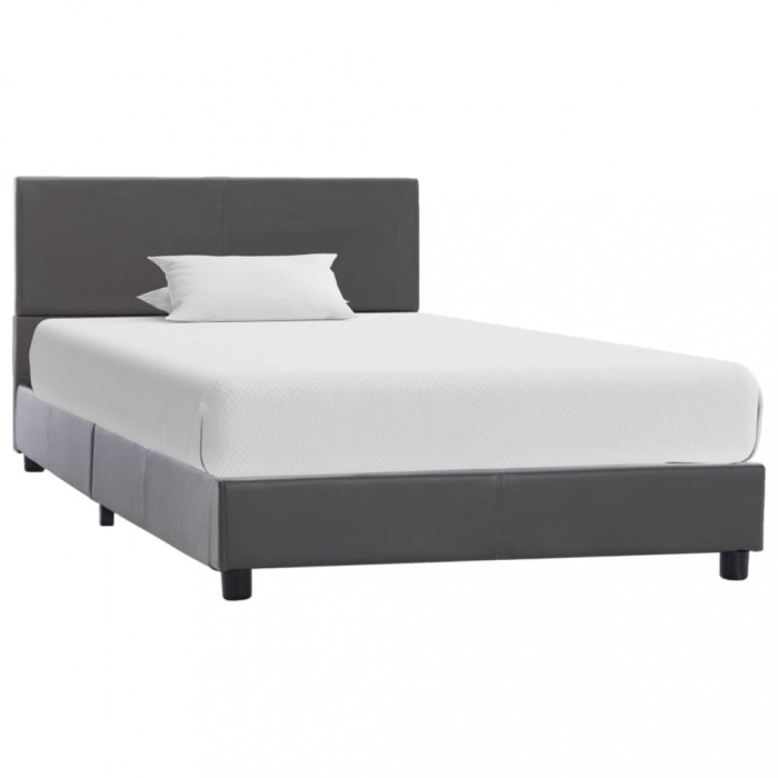 vidaXL Cadru de pat, gri, 90x200 cm, piele ecologică 284774