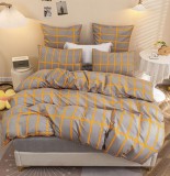 Lenjerie De Pat Hornet Xc048, Bumbac, 4 Piese, Cu Elastic, Galben, Gri