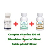 Complex nutritiv Promotor L 47.0 100 ml + Stimulator digestie Vita Acid lichid 100 ml + Calciu pentru păsări Bio Vita CD Phos 100 ml
