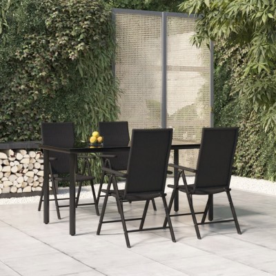 Gossi set mobilier de gradina, 5 piese, negru, poliratan foto