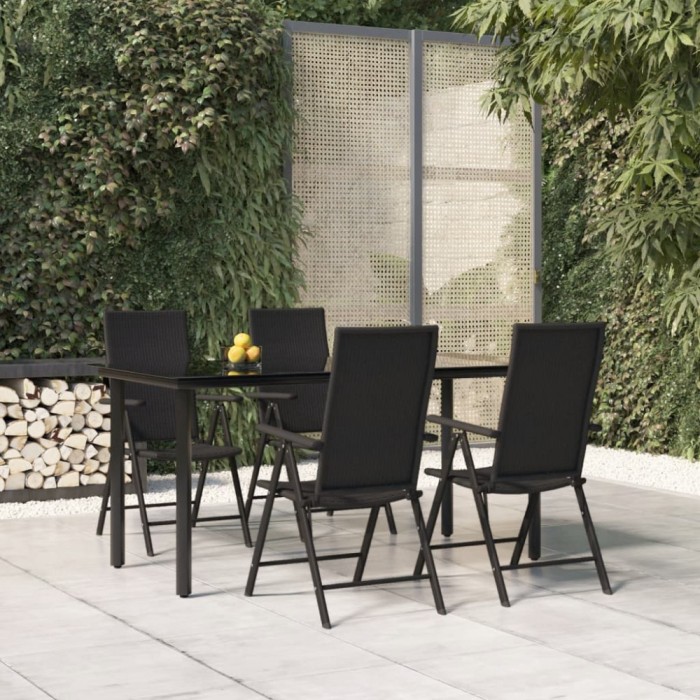 Gossi set mobilier de gradina, 5 piese, negru, poliratan
