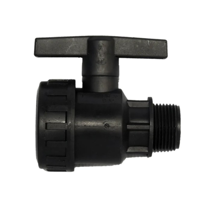 Robinet din plastic cu bila, pentru teava picurare, negru, Nr-5401, FI+FE, 1&quot; x 1&quot;