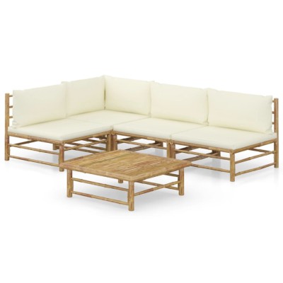 Gossi set mobilier de gradina cu perne alb crem, 2 piese, bambus foto